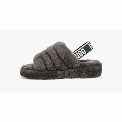 Chinelos UGG Fluff Yeah Mulher Cinzentas Escuro | PT-NYKHJ